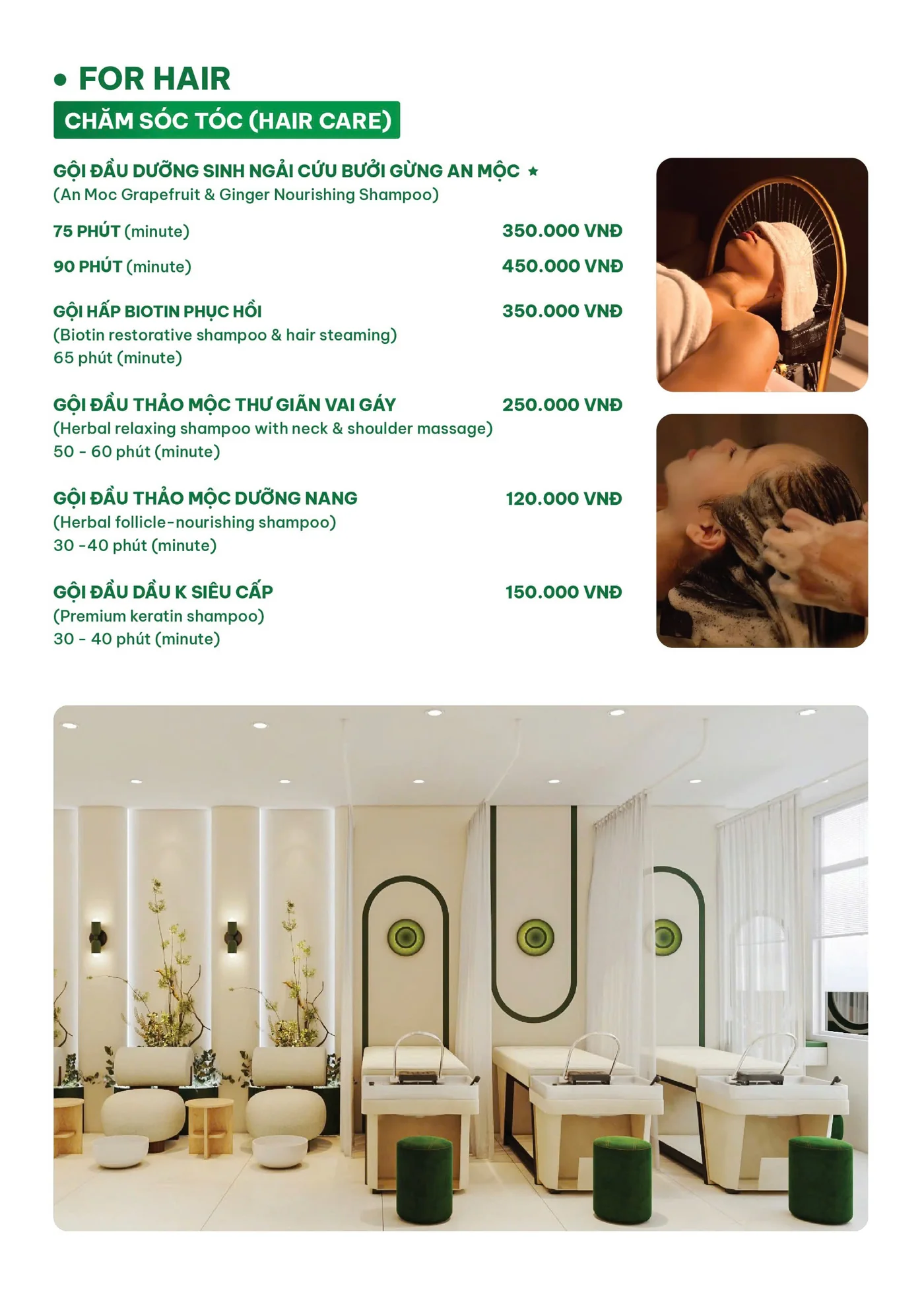 Bảng giá gội đầu dưỡng sinh thảo mộc An Mộc Spa Đống Đa Hà Nội 2026