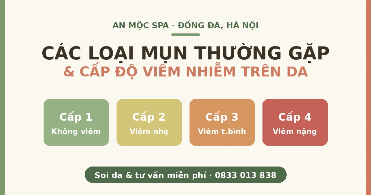 Các loại mụn thường gặp và 4 cấp độ viêm nhiễm trên da — An Mộc Spa Đống Đa